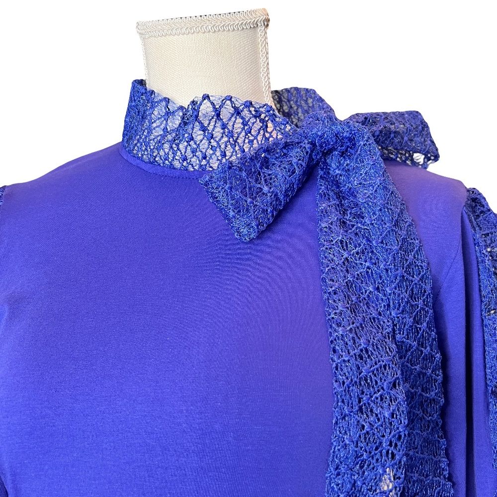 #A128   JJ FAIRYLAND Vintage-Inspired  Royal Blue Hi-Lo Hemline Drama NWT  M - Picture 7 of 12